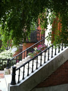 South End Railings with Flower Pots