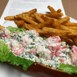 lobster roll and fries
