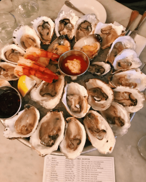 raw oysters and shrimp cocktail