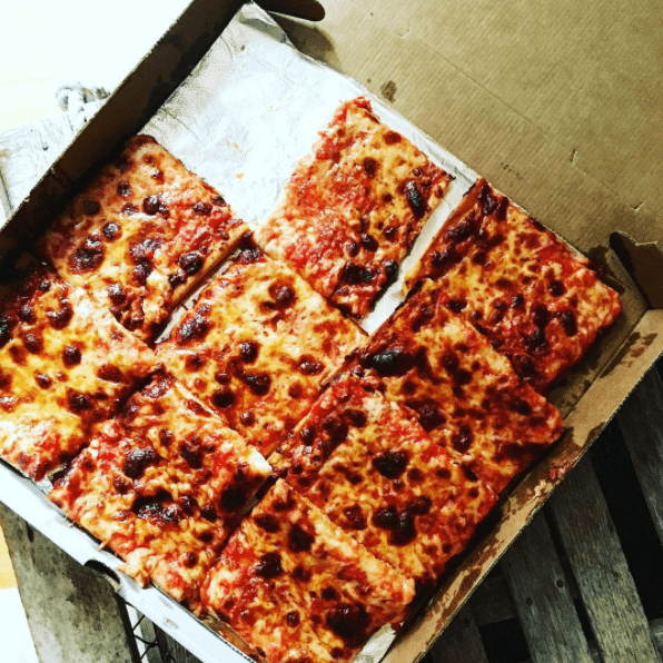square pizza pie in a box