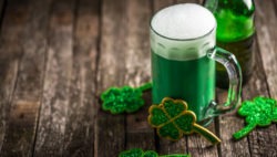 green beer and four leaf clovers