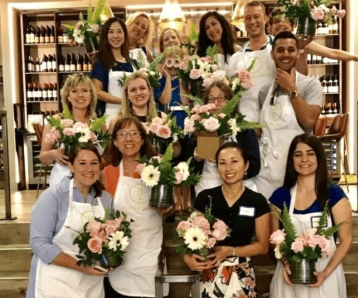 group with flowers