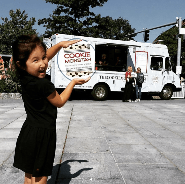 little girl with food truck