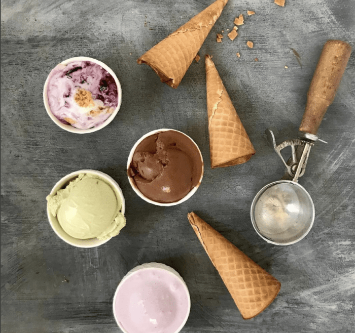 ice cream scoops and cones