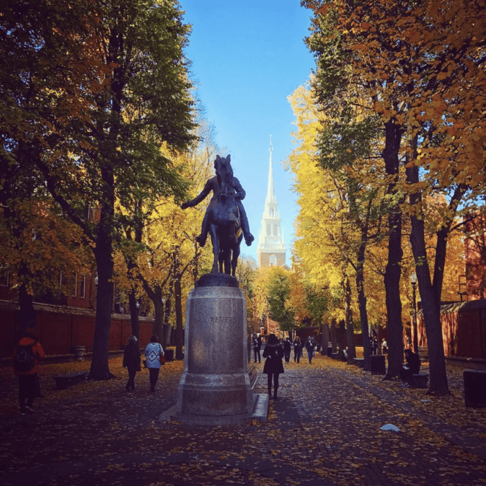 paul revere statue and old state house