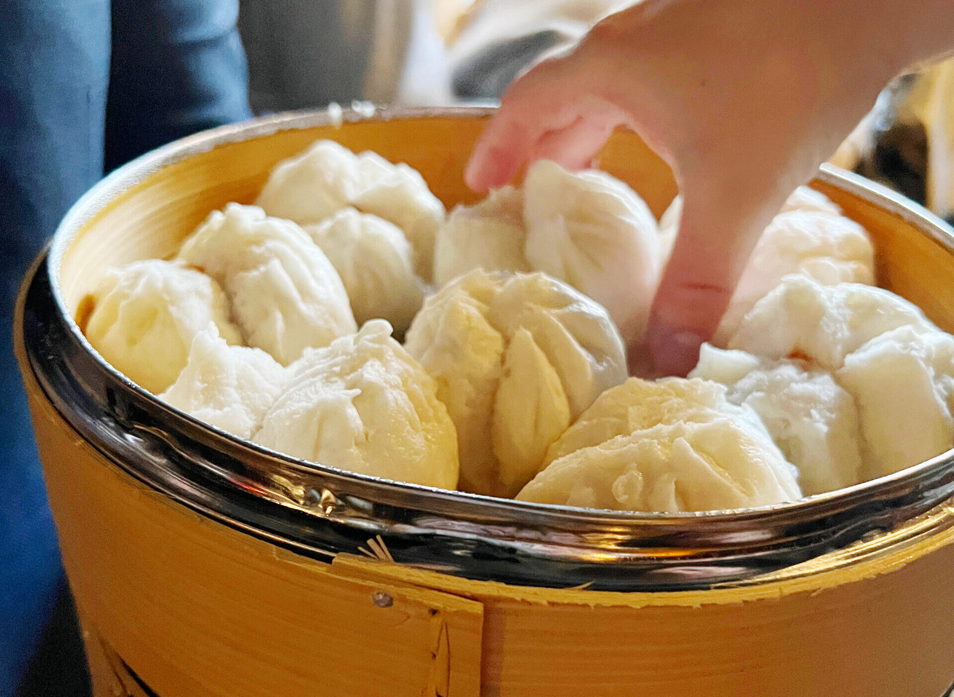 a pot full of dumplings